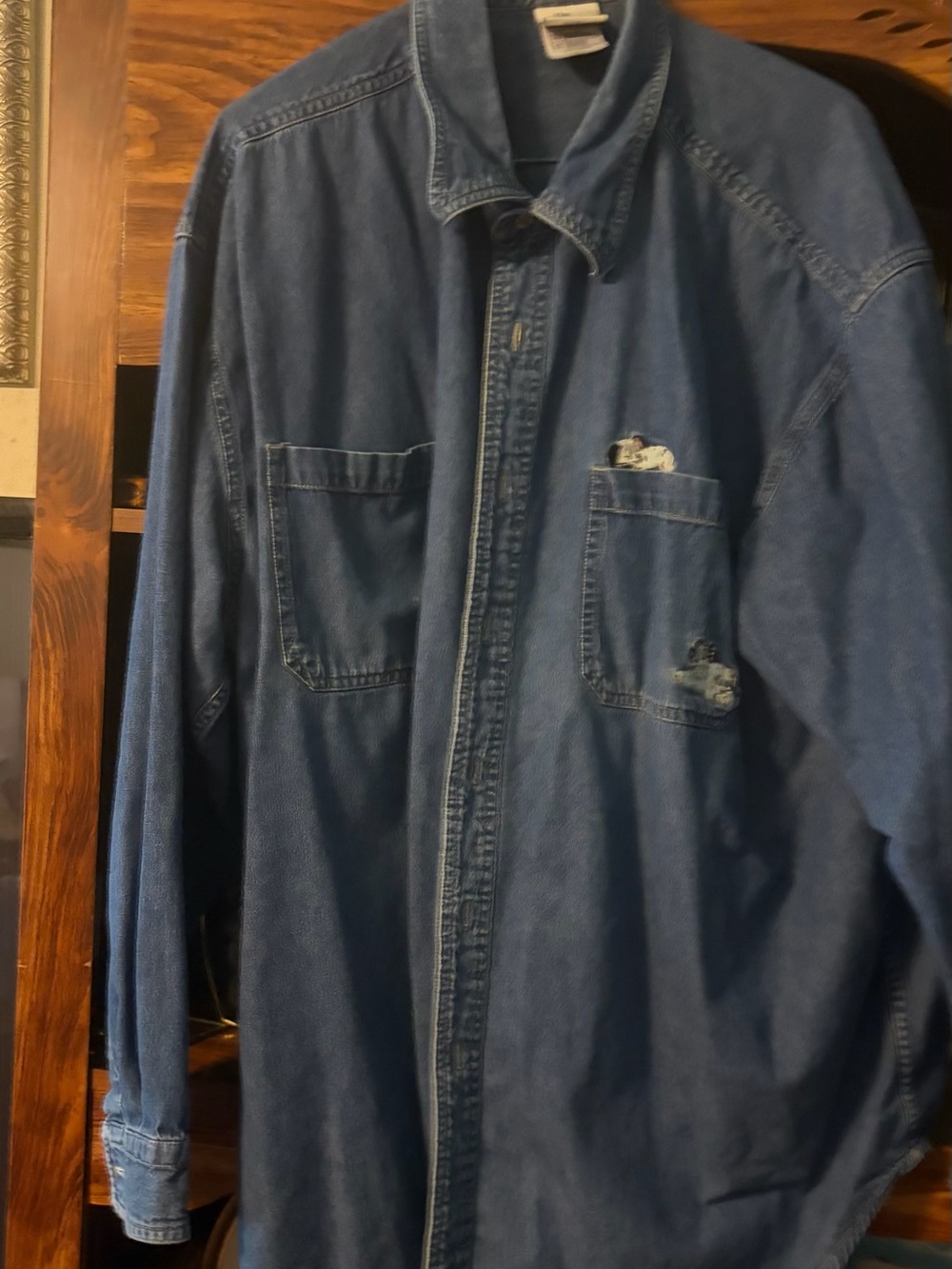 Disney Men's Blue Denim Shirt Jacket with Chest Pockets